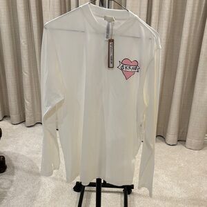 SKIMS Cream Long Sleeve Shirt with Heart Logo